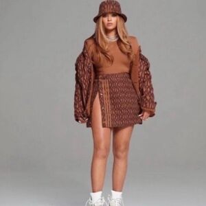 IVY PARK x ADIDAS - Monogram Skirt Wild Brown - Beyonce mini skirt